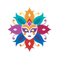 Venetian Carnival Mask Mandala Design Illustration