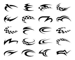 checkered flag racing logo set