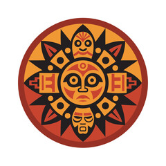 Mayan Deity Mask Mandala Artwork