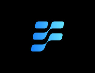 Stylish light blue letter f logo design
