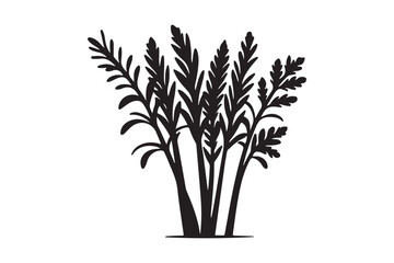 Black silhouette of a bunch of tall grass or reeds