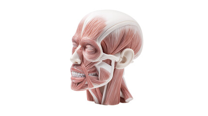 Human head muscle anatomy model isolated on white background