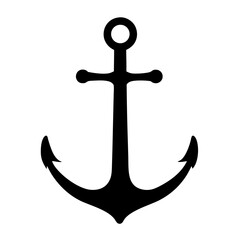 Black silhouette of a nautical anchor on a white background symbol