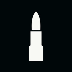 White bullet silhouette stands isolated black background minimalist graphic detail
