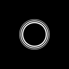 White rings delineate darkness creating minimalist circular design against stark backdrop