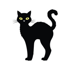 Fototapeta premium Sleek Black Cat Silhouette with Yellow Eyes for Halloween, Pet, and Mystery Themes