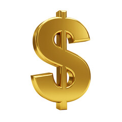 Fototapeta premium Shiny gold dollar sign symbol isolated on transparent background