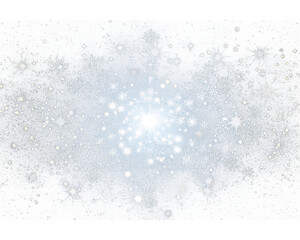 Abstract light burst with particles on transparent background.