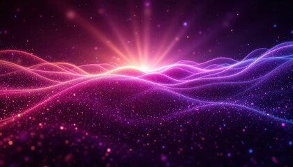 Fototapeta premium Glowing lines and stars, abstract cosmic light trails background