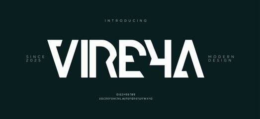 Minimal modern logo alphabet font. Typography abstract minimalist sans serif technology, electronic, digital, music, movie, creative logos fonts. vector illustration