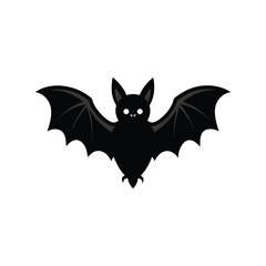 Simple Black Halloween Bat Silhouette Vector Icon Isolated on White Background