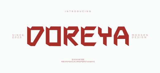 Modern futuristic style alphabet display font vector illustration. Jupiter typeface