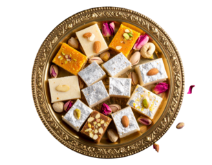  Assorted Mix Burfi in a Decorative Brass Plate