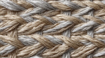 Fototapeta premium seamless pattern, extreme macro close-up of woven fabric texture, hyper-detailed thread structure showing warp and weft, soft directional lighting, neutral beige gray white tones, n ( (3)