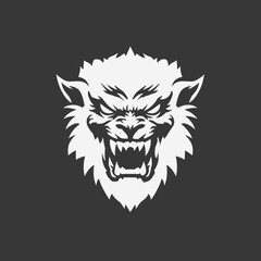 Obraz premium Fierce wolf graphic roars aggressively showcasing fangs emblem dark background