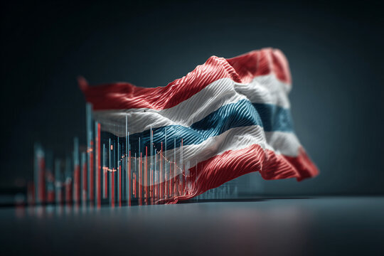 Finance market shock concept with waving flag and digital graph showing economic impact and volatility in dramatic visual scene - Powered by Adobe
