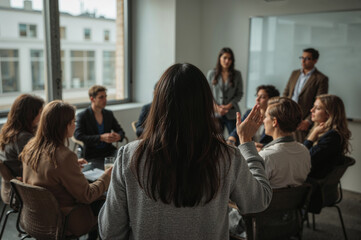 Fototapeta premium Diverse group of people in a modern office meeting