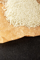 Food salt crystals sea food salt spices food additive gourmet food background on the table rustic food top view copy space