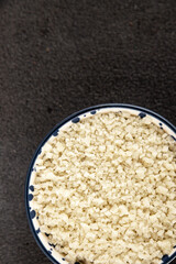 Food salt crystals sea food salt spices food additive gourmet food background on the table rustic food top view copy space