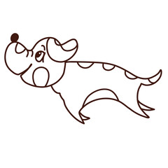 funny spotted puppy runs or jumps, outline