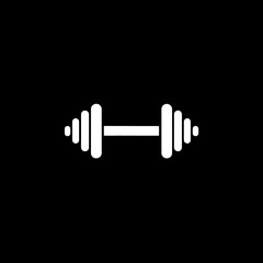 White dumbbell stands alone exercise theme black background vector graphic