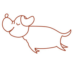 Fototapeta premium Happy dog jumping as if flying, brown outline