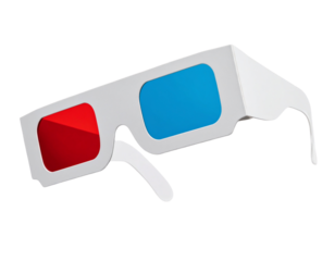  Floating 3D Anaglyph Glasses, Dynamic Perspective with Depth Shadow, Retro Pop Style, Transparent Background