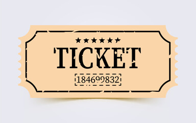 Naklejka na ściany i meble Vintage old ticket icons. Retro ticket design template. Ticket for cinema, movie, circus, carnival, film, festival. Vector illustration