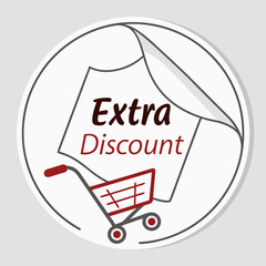Extra discount label with shopping cart graphic design element  