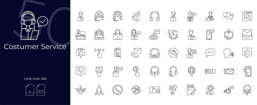 Costumer Service Line Editable Icons set. Vector illustration in modern thin line style of Costumer Service icons: contact, call, service, etc