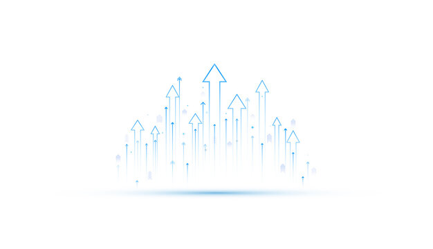 business arrow showing upward finance investment profit growth arrows on transparent background.