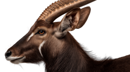 Sable Antelope Head Profile Isolated on White Background