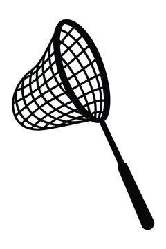 Simple black and white illustration of a butterfly net