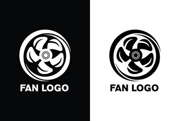 Creative fan logo vector in round shape.