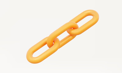 Golden metal chain linkage 3D vector icon Hyperlink shape jewellery luxury currency rich wealth strength graphic design object isolated on pastel background. beauty expensive. illustration