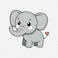 Charming Cartoon Elephant Illustration with Playful Expression and Heart Detail