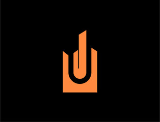 Orange geometric u logo design © MuhsonDollar