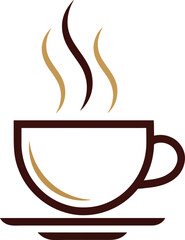 Coffee Cup Logo. Modern Line Art Icon of a Hot Drink with Steam. Vector Illustration for Cafe or Restaurant Branding, Isolated on White.