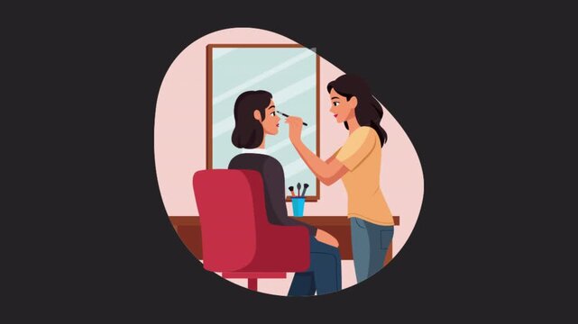 Girl Applying Mascara at Vanity  2D animations on transparent background