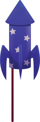 Firework rocket petard with wick stick cartoon vector icon, firecracker decorated stars pattern festive pyrotechnic tool