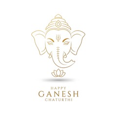 Naklejka premium Golden ganesha face with festive text on white background