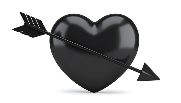 Glossy black heart pierced by an arrow - Powered by Adobe