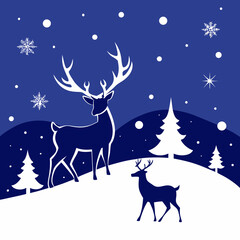 christmas background with deer
