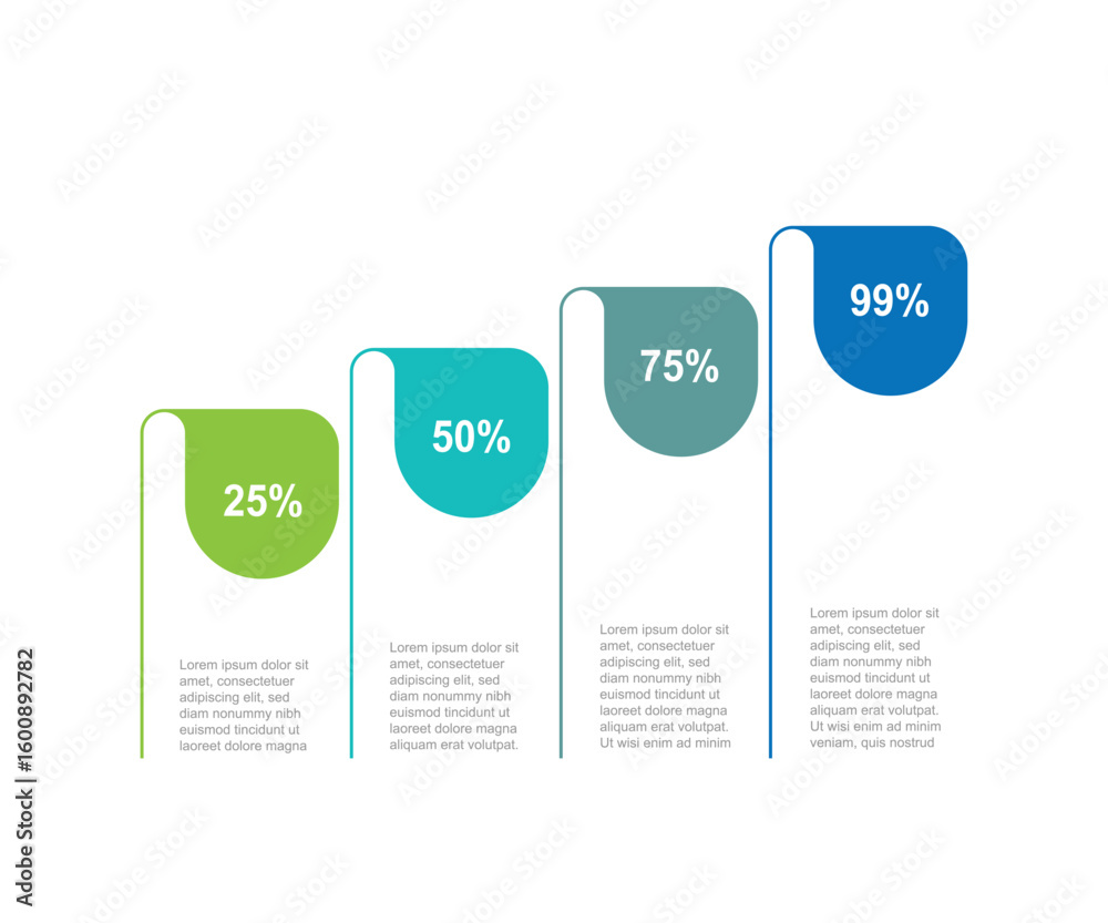 Wall mural 4 step infographic template. timeline process with number and text suitable for business information