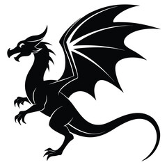 Fototapeta premium Dragon Silhouette – Mythical Creature with Wings and Tail