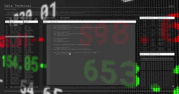 Numeric feed animating causing Data Terminal fading with IP console log and code scrolling