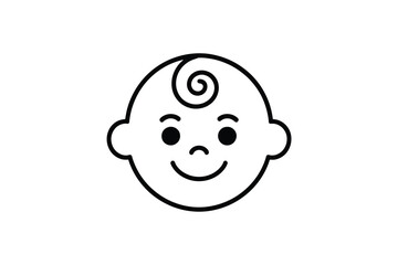 Simple line drawing of a happy baby face