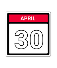 calendar icon April month date 30