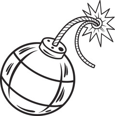 Simple black and white cartoon bomb graphic.