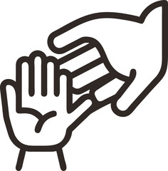 Simple illustration of hands exchanging a credit card.